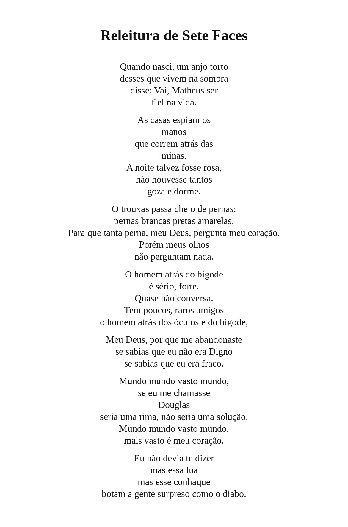 Releitura de Sete Faces