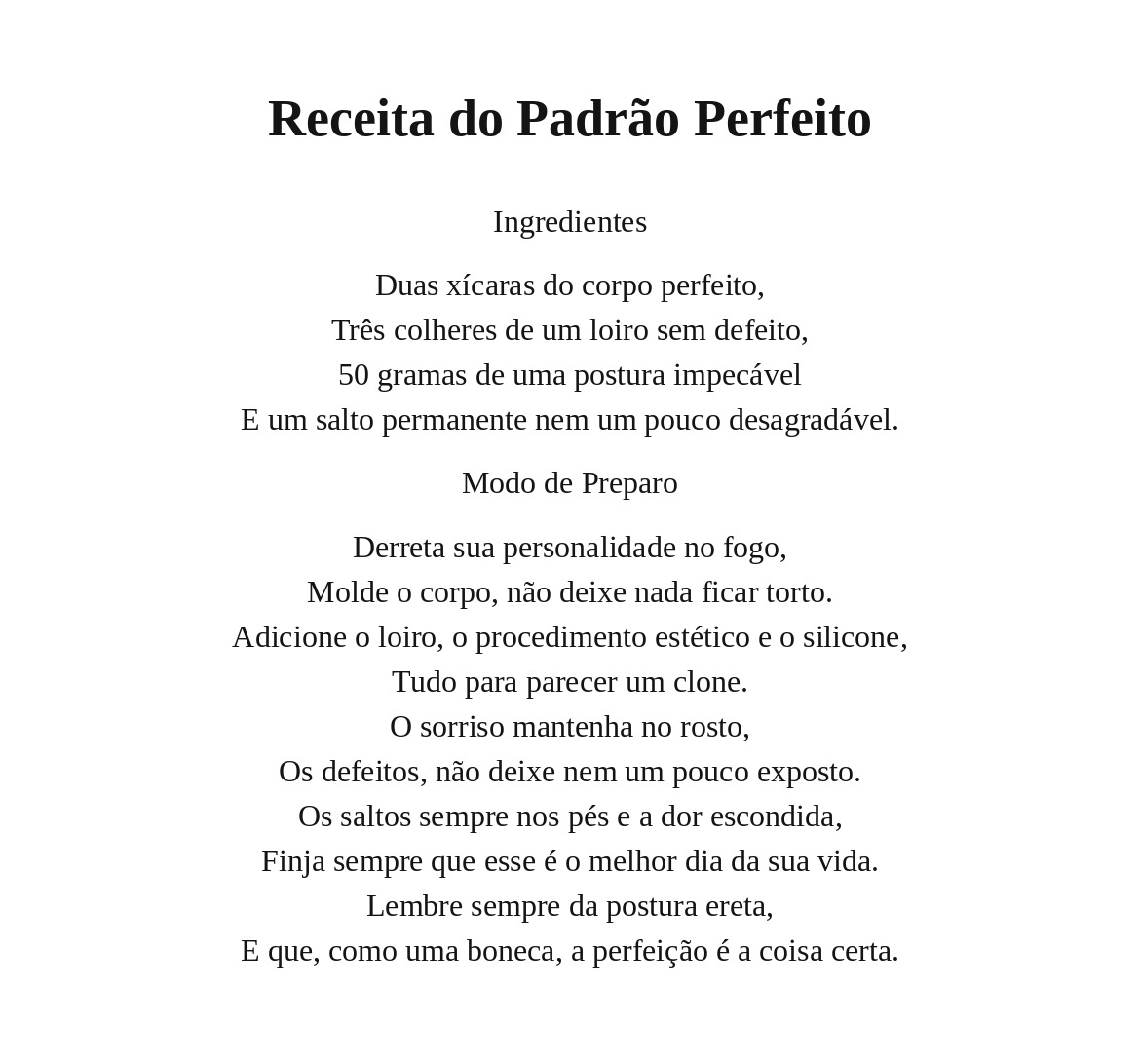 Receita do Padrão Perfeito